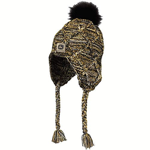 John Deere Womens Winter Trapper Hat with Patch Black